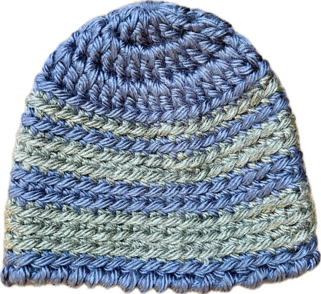 Blue & gray crochet hat