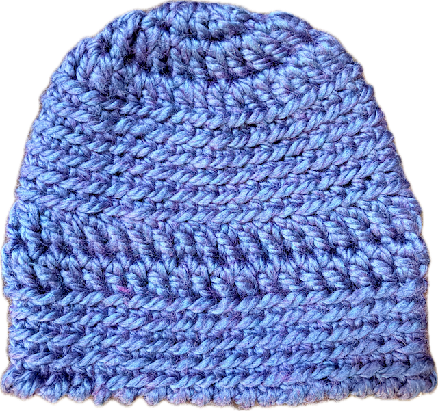 Purplish-blue crochet hat 1