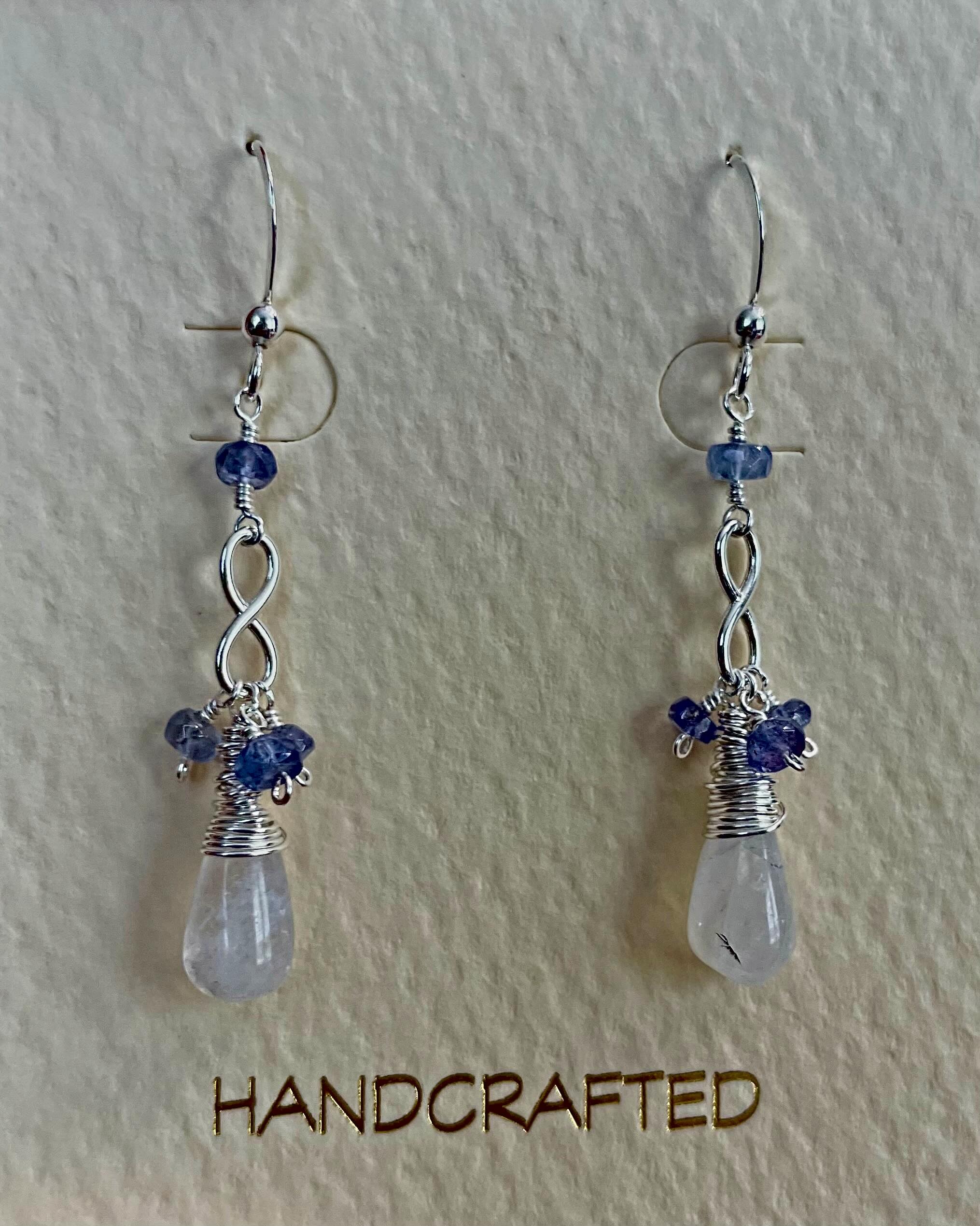Sterling Silver Earrings with Moonstone and Mystic Topaz