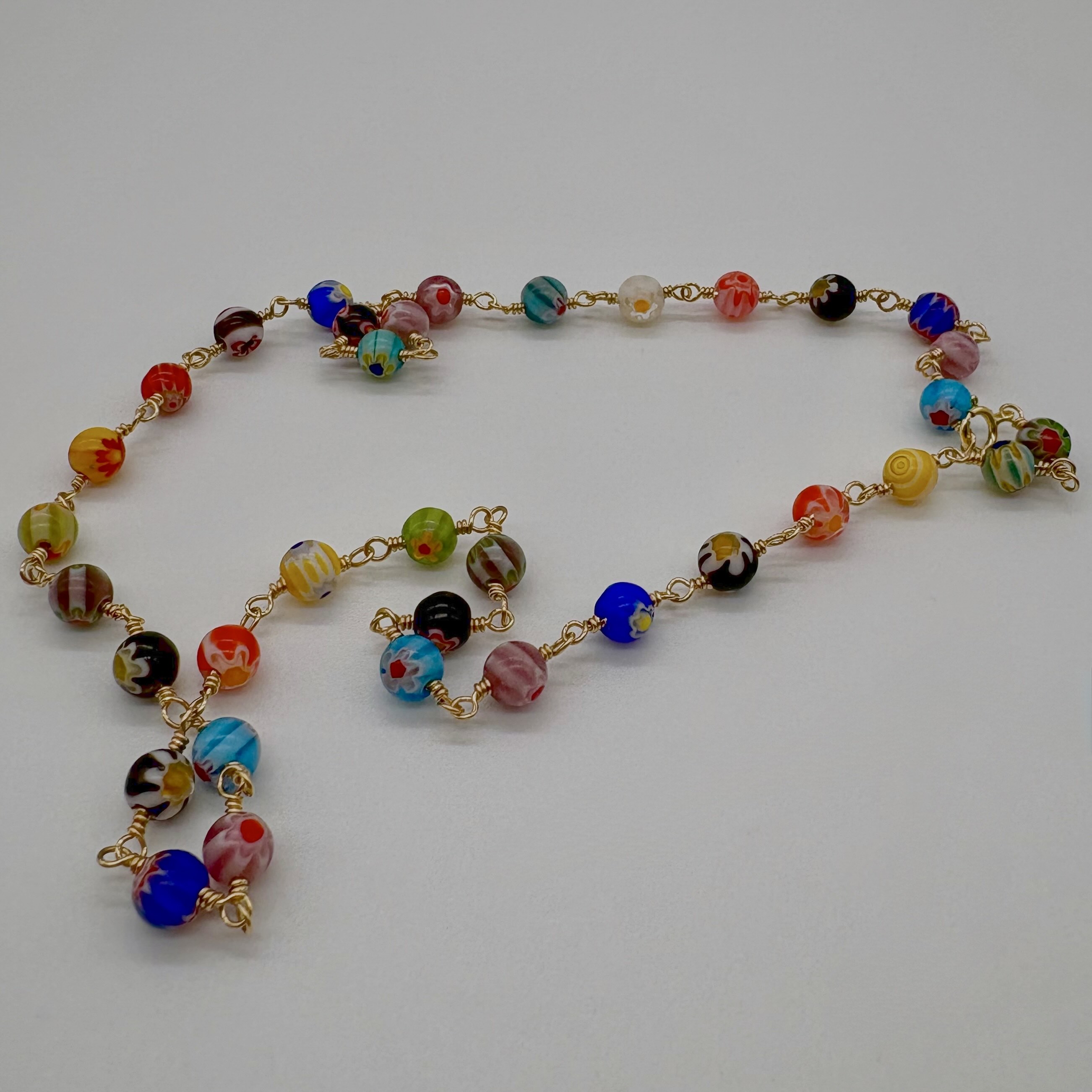 Gold-Filled Necklace with Millifiore beads
